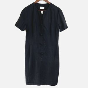Vtg Collection Point of View Dress Womens 10 Knee Linen Blend Lined Black Career